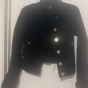 G by Guess Black Denim Jacket with Silver Buttons